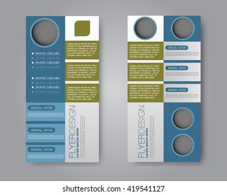 Vector flyer and leaflet design. Set of two side brochure templates. 
