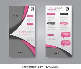 Vector flyer and leaflet design. Set of two side brochure templates. Pink and black color.