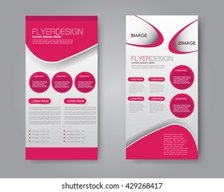 Vector flyer and leaflet design. Set of two side brochure templates. Pink color.
