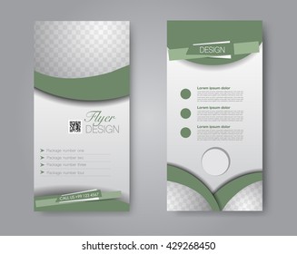 Vector flyer and leaflet design. Set of two side brochure templates. Green color.