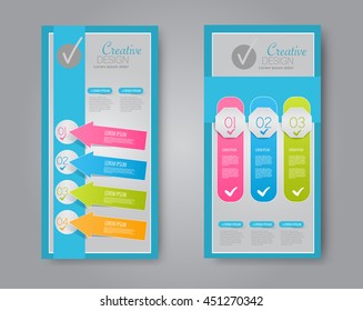 Vector flyer and leaflet design. Set of two side brochure templates. Blue color.