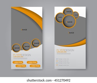 Vector flyer and leaflet design. Set of two side brochure templates. Orange color.