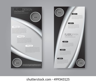 Vector flyer and leaflet design. Set of two side brochure templates. White and black color.