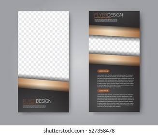 Vector flyer and leaflet design. Set of two side brochure templates. Vertical banners. Black color.