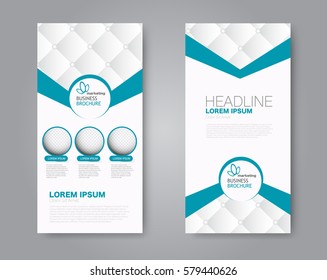 Vector flyer and leaflet design. Set of two side brochure templates. Vertical banners. Blue color. Vector illustration.
