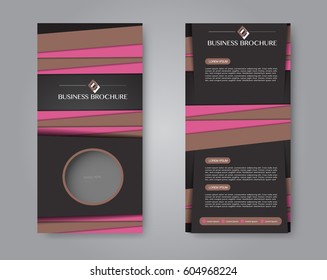 Vector flyer and leaflet design. Set of two side brochure templates. Vertical banners. Black and pink color. Vector illustration.