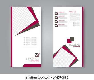 Vector flyer and leaflet design. Set of two side brochure templates. Vertical banners. Red and green color. Vector illustration.