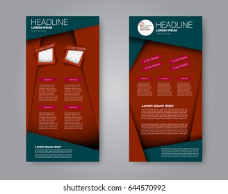 Vector flyer and leaflet design. Set of two side brochure templates. Vertical banners. Red and green color. Vector illustration.