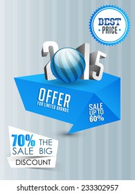 Vector flyer for new year and holidays offer with stylish 2015 text.