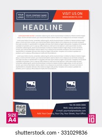 Vector flyer, poster, leaflet, annual report design template with sample text. Layout design, A4 paper design template, fully layered design, business vector illustration, presentation.
