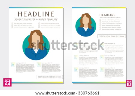 Vector flyer, poster, leaflet, annual report design template with sample text. Leaflet layout design, leaflet A4 paper design template, unusual flyer design, vector illustration, presentation.
