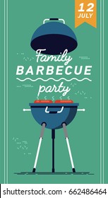 Vector Flyer Or Poster Template On Family Barbecue Party. Barbecue Cookout Event. Spring Or Summer Barbecue Weekend Celebration Poster.