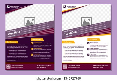 Vector flyer with purple color - new auto dealership. Brochure with hall with shop , glass showcase. Urban business, sale , Template for poster, banner