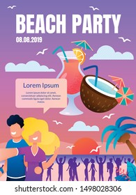 Vector Flyer Summer Beach Party Landing Web Page. Website, Banner, Poster, Illustration Dance Beach Party. Guy and Girl Taking Selfie Background Dancing People, Coconut, Cocktail, Sunset, Malma Vector Flyer Summer Beach Party Landing Web Page. Website, Banner, Poster, Illustration Dance Beach Party. Guy and Girl Taking Selfie Background Dancing People, Coconut, Cocktail, Sunset, Malma