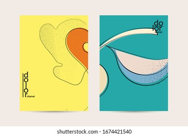 Vector flyer template. Abstract hand dawn fruit poster. Grange textured flat design. Organic natural food artistic illustration. Cartoon calligraphic line logo with smooth curves.