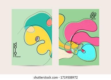 Vector flyer template. Abstract hand dawn fruit poster. Grange textured flat design. Organic natural food artistic illustration. Cartoon calligraphic line logo with smooth curves.