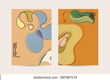 Vector flyer template. Abstract hand dawn fruit poster. Grange textured flat design. Organic natural food artistic illustration. Cartoon calligraphic line logo with smooth curves.