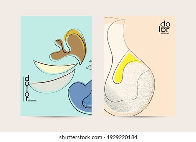 Vector flyer template. Abstract hand dawn fruit poster. Grange textured flat design. Organic natural food artistic illustration. Cartoon calligraphic line logo with smooth curves.