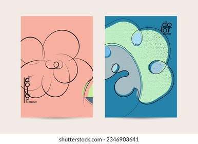 Vector flyer template. Abstract hand dawn fruit poster. Grange textured flat design. Organic natural food artistic illustration. Cartoon calligraphic line logo with smooth curves.