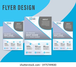 Vector flyer template design. Business flyer layout template in A4 size. Modern Brochure template cover design, annual report, poster with geometric.