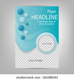 Vector flyer template design. For business brochure, leaflet or cover. Blue color