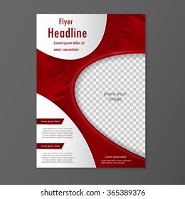 Vector flyer template design. For business brochure, leaflet or cover. Red color