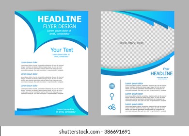 Vector flyer template design. For business brochure, leaflet or magazine cover. Blue color