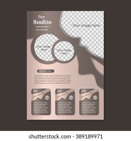 Vector flyer template design. For business brochure, leaflet or magazine cover