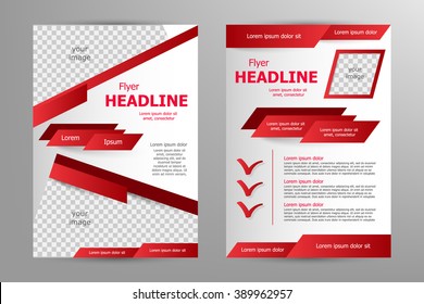 Vector Flyer Template Design. For Business Brochure, Leaflet Or Magazine Cover. Red Color