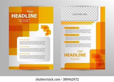 Vector flyer template design. For business brochure, leaflet or magazine cover. Orange color