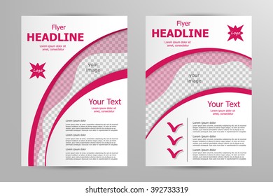 Vector flyer template design. For business brochure, leaflet or magazine cover. Pink color