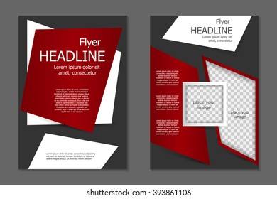 Vector flyer template design. For business brochure, leaflet or magazine cover. Red and black color