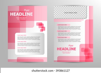 Vector flyer template design. For business brochure, leaflet or magazine cover. Pink colow