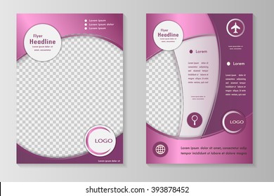 Vector flyer template design. For business brochure, leaflet or magazine cover. Pink color.