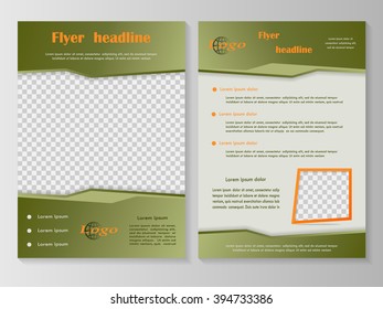Vector flyer template design. For business brochure, leaflet or magazine cover. Green orange color