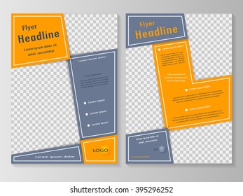 Vector flyer template design. For business brochure, leaflet or magazine cover. Grey orange color