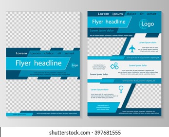 Vector flyer template design. For business brochure, leaflet or magazine cover.  Blue color
