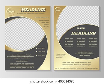 Vector Flyer Template Design. For Business Brochure, Leaflet Or Magazine Cover. Gold  Black  Color