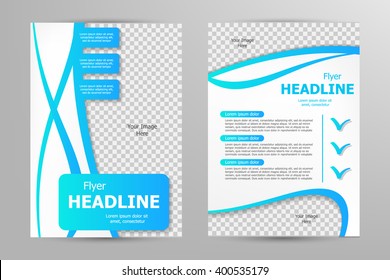 Vector flyer template design. For business brochure, leaflet or magazine cover. Blue color
