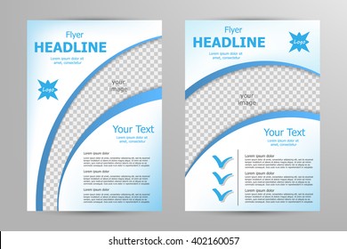 Vector flyer template design. For business brochure, leaflet or magazine cover. Blue color