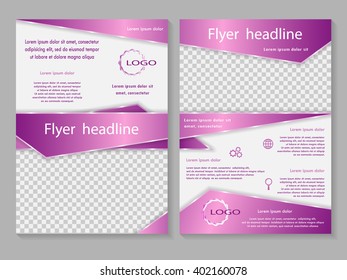 Vector flyer template design. For business brochure, leaflet or magazine cover. Pink color.