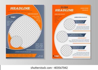 Vector flyer template design. For business brochure, leaflet or magazine cover. Grey orange color