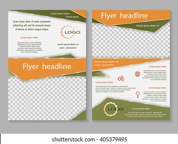Vector flyer template design. For business brochure, leaflet or magazine cover. Green orange color