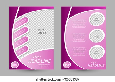 Vector flyer template design. For business brochure, leaflet or magazine cover. Pink color