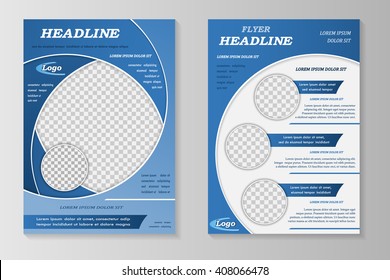 Vector flyer template design. For business brochure, leaflet or magazine cover.  Blue color
