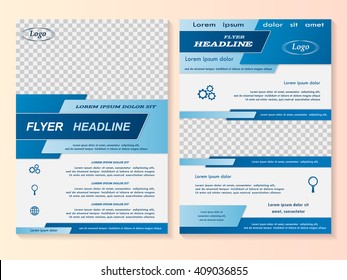 Vector flyer template design. For business brochure, leaflet or magazine cover.  Blue color
