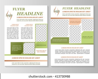 Vector flyer template design. For business brochure, leaflet or magazine cover. Green  color