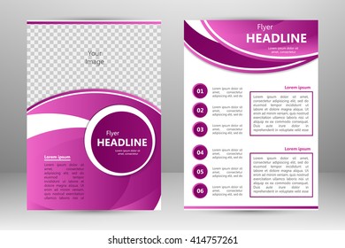 Vector flyer template design. For business brochure, leaflet or magazine cover. Pink color