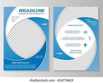 Vector flyer template design. For business brochure, leaflet or magazine cover.  Blue color