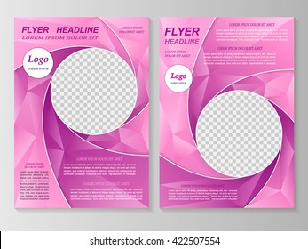 Vector flyer template design. For business brochure, leaflet or magazine cover. Pink color.